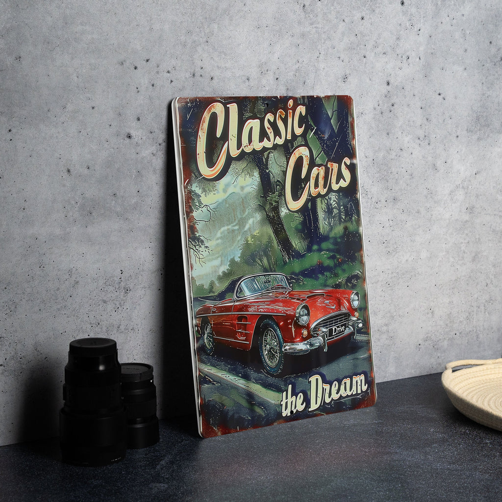 Classic Cars Metal Sign, Vintage Road Signs, Drive the Dream Decor, Funny Wall Art, Retro Garage Decor — photo 1