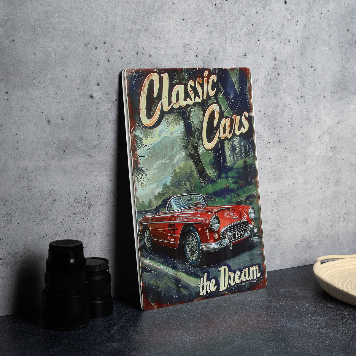 Classic Cars Metal Sign, Vintage Road Signs, Drive the Dream Decor, Funny Wall Art, Retro Garage Decor — photo 1