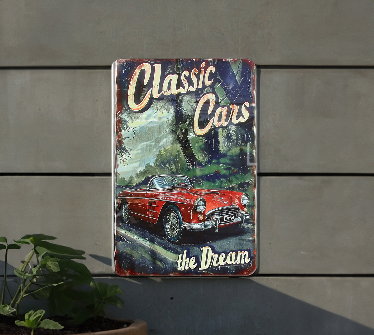 Classic Cars Metal Sign, Vintage Road Signs, Drive the Dream Decor, Funny Wall Art, Retro Garage Decor — photo 4