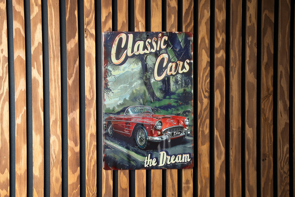 Classic Cars Metal Sign, Vintage Road Signs, Drive the Dream Decor, Funny Wall Art, Retro Garage Decor — photo 5
