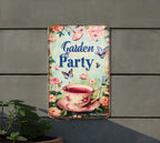 Vintage Garden Party Sign, Metal Wall Decor, Tea Party Decorations, Outdoor Garden Sign, Funny Yard Art — photo 1