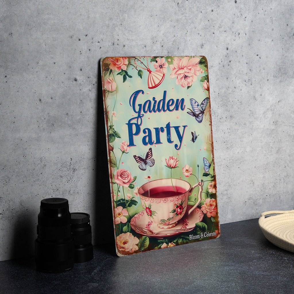 Vintage Garden Party Sign, Metal Wall Decor, Tea Party Decorations, Outdoor Garden Sign, Funny Yard Art — photo 3