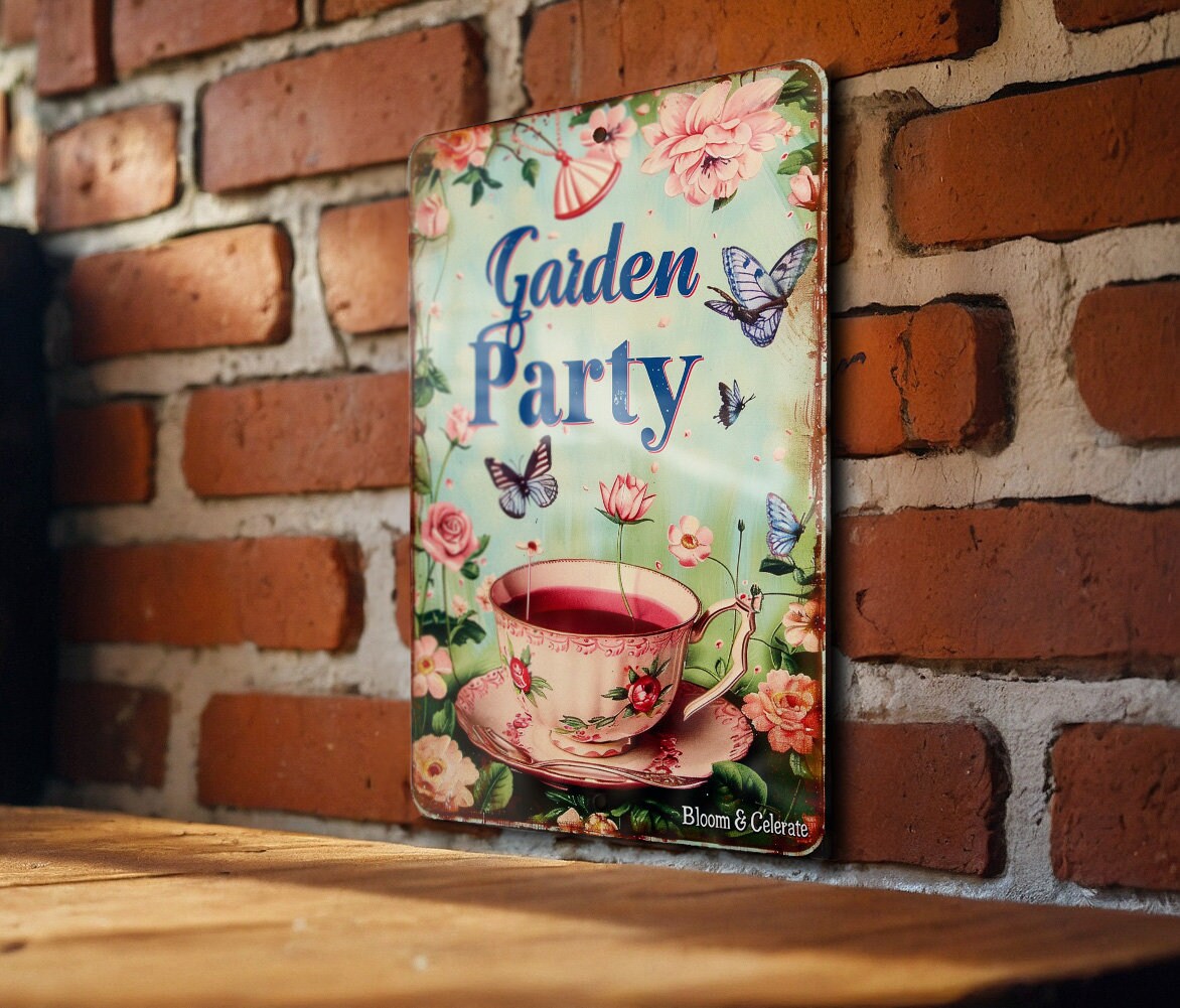 Vintage Garden Party Sign, Metal Wall Decor, Tea Party Decorations, Outdoor Garden Sign, Funny Yard Art — photo 4
