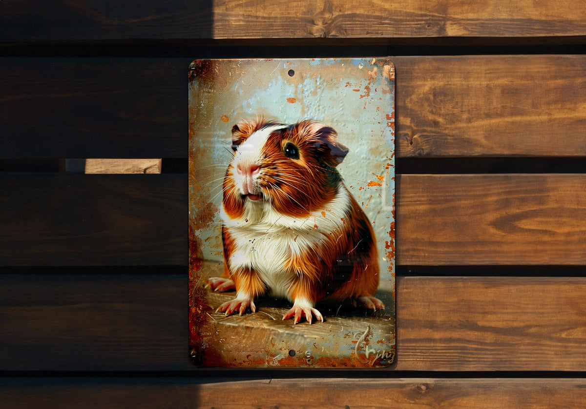 Texel Guinea Pig Metal Sign, Vintage Style Decor, Guinea Pig Gift, Wall Art, Pet Lover Sign — photo 1