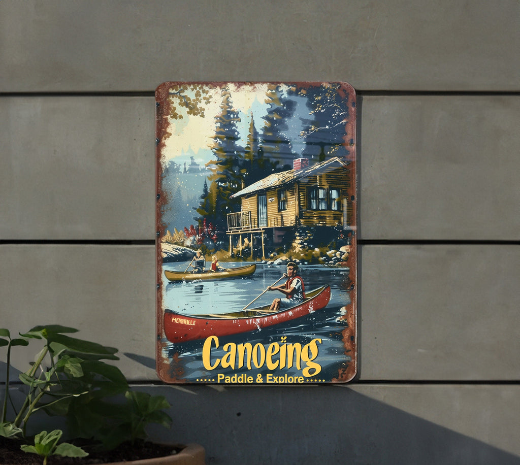 Canoeing Essentials, Paddle & Explore, Vintage Metal Sign, River Adventure, Funny Canoe Decor — photo 3