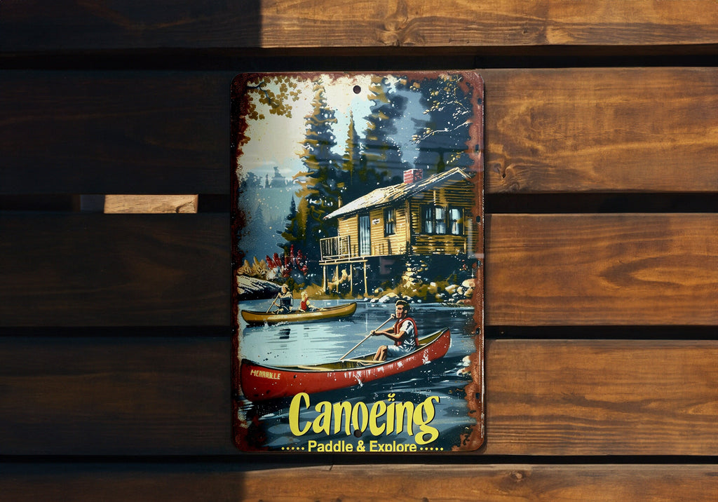 Canoeing Essentials, Paddle & Explore, Vintage Metal Sign, River Adventure, Funny Canoe Decor — photo 4