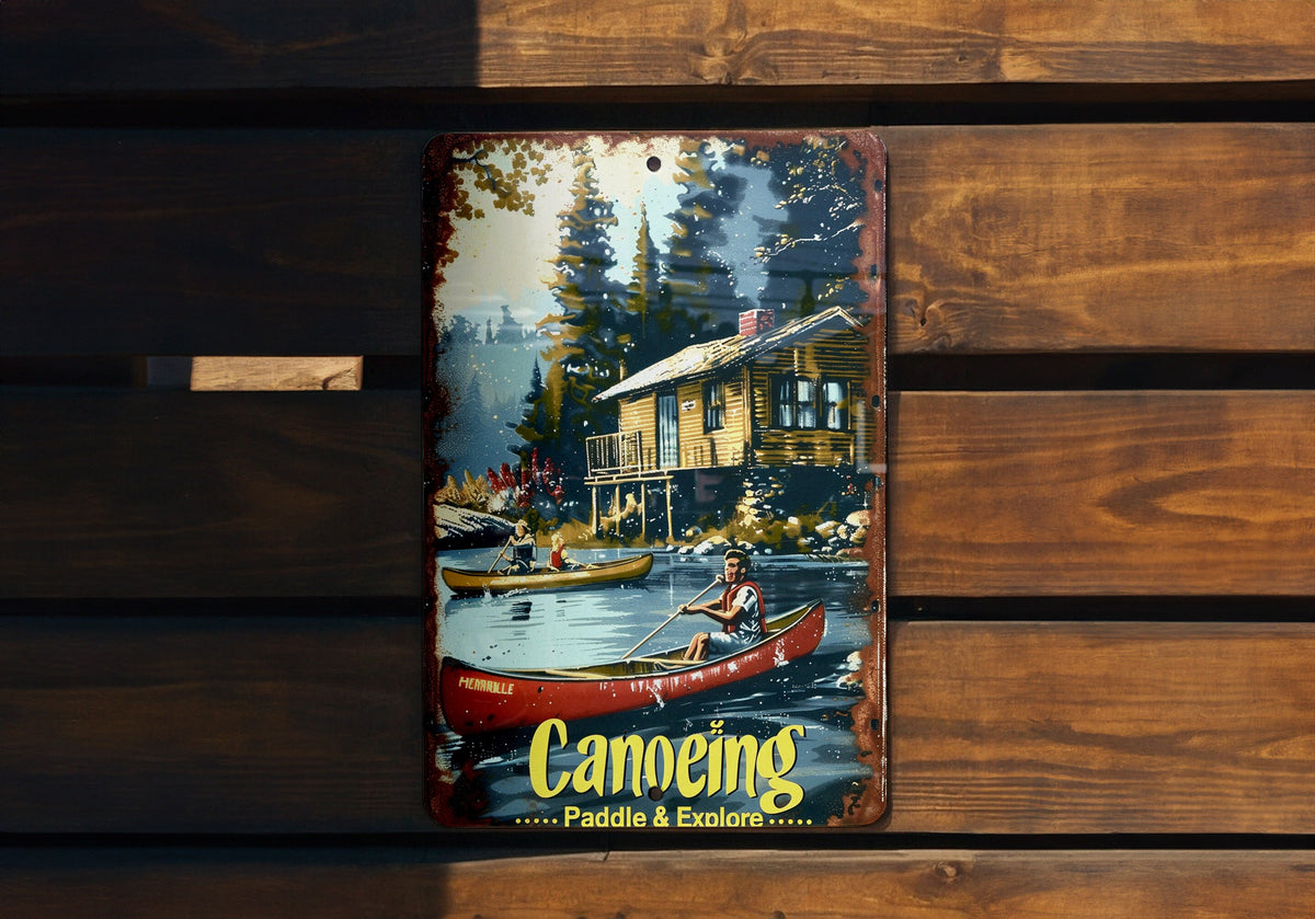 Canoeing Essentials, Paddle & Explore, Vintage Metal Sign, River Adventure, Funny Canoe Decor — photo 4