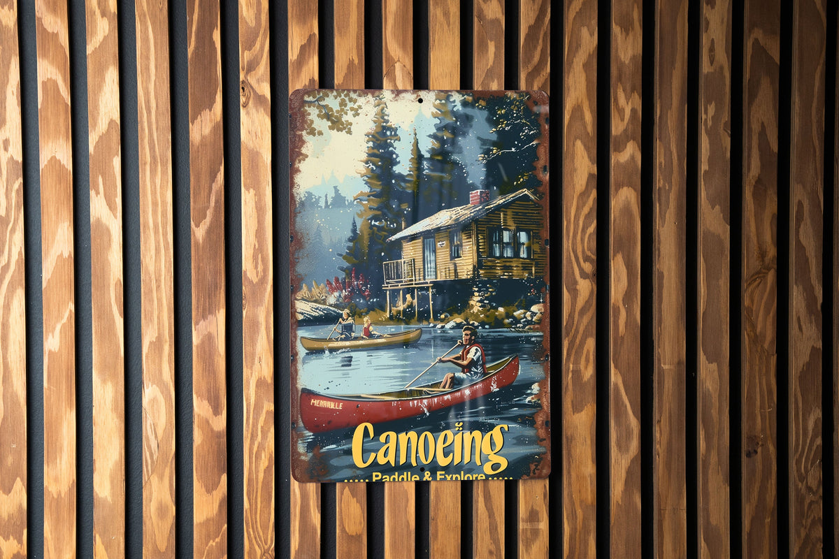 Canoeing Essentials, Paddle & Explore, Vintage Metal Sign, River Adventure, Funny Canoe Decor — photo 5