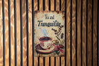 Tea and Tranquility Vintage Style Metal Sign, Vintage Teacup, Retro Illustrations, Bright Colors, Steam and Herbs — photo 3