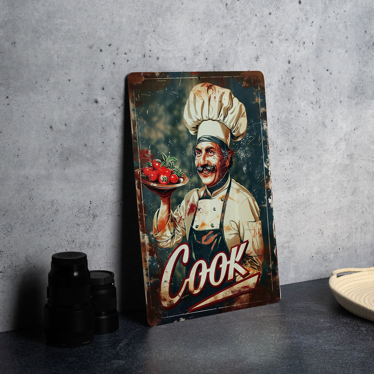 Chef COOK Vintage Style Aluminum Sign, Metal Wall Decor, Kitchen Sign, Retro Decor, Home Art — photo 1