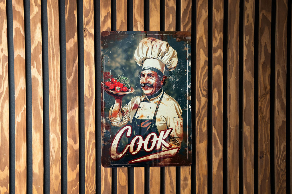 Chef COOK Vintage Style Aluminum Sign, Metal Wall Decor, Kitchen Sign, Retro Decor, Home Art — photo 2