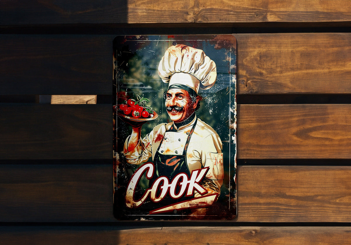 Chef COOK Vintage Style Aluminum Sign, Metal Wall Decor, Kitchen Sign, Retro Decor, Home Art — photo 3