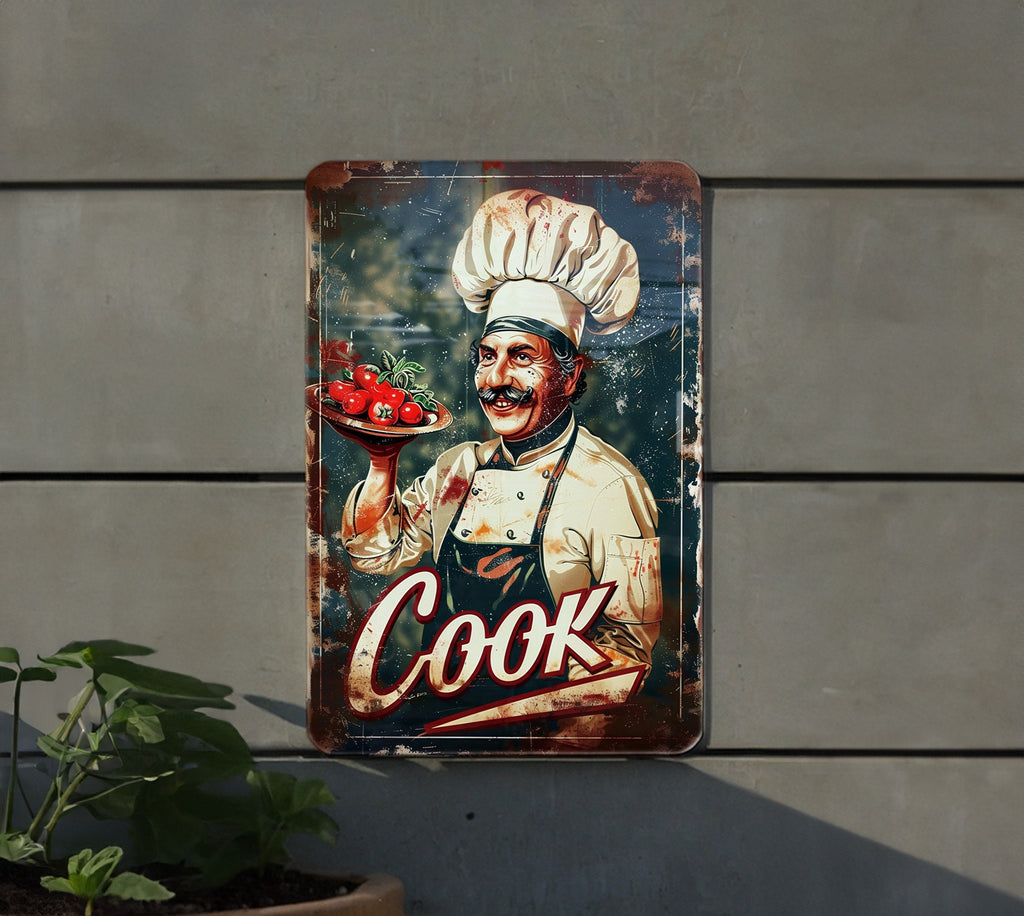 Chef COOK Vintage Style Aluminum Sign, Metal Wall Decor, Kitchen Sign, Retro Decor, Home Art — photo 5