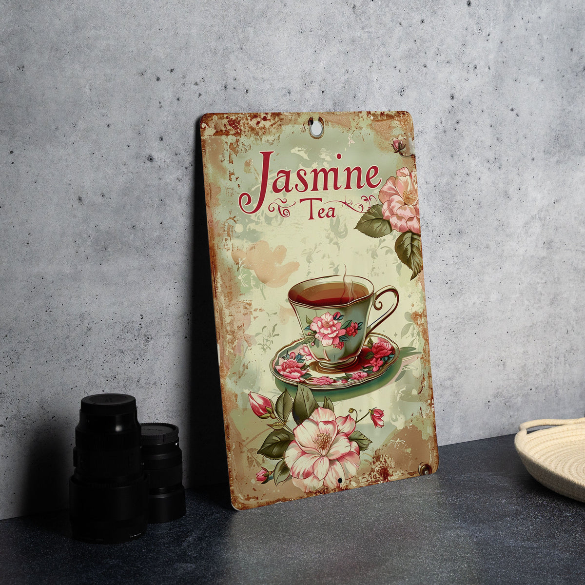 Jasmine Tea Metal Sign, Vintage Style Decor, Funny Wall Art, Tea Lover Gift, Kitchen Decoration — photo 1