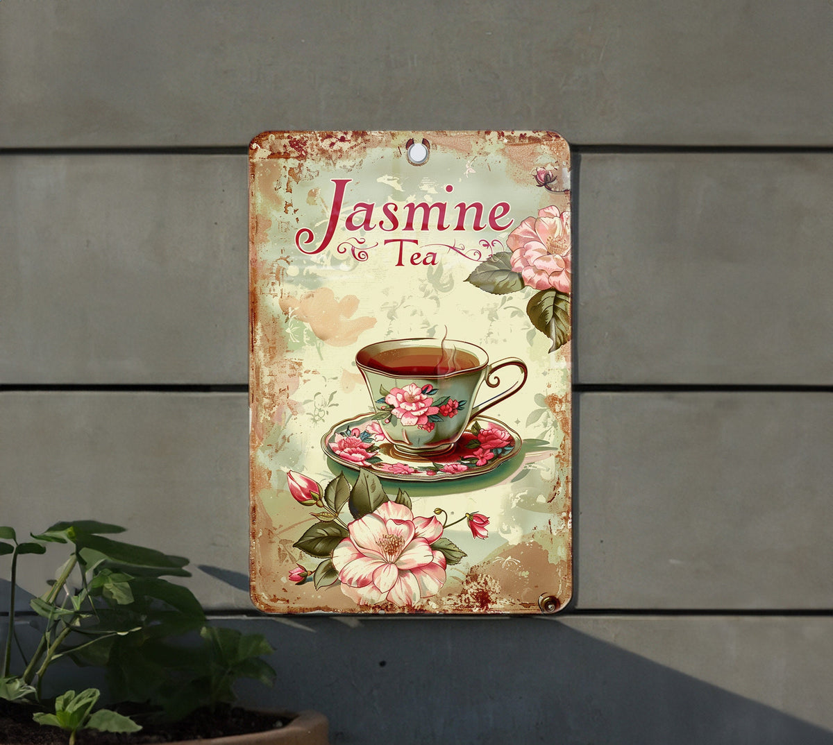 Jasmine Tea Metal Sign, Vintage Style Decor, Funny Wall Art, Tea Lover Gift, Kitchen Decoration — photo 2