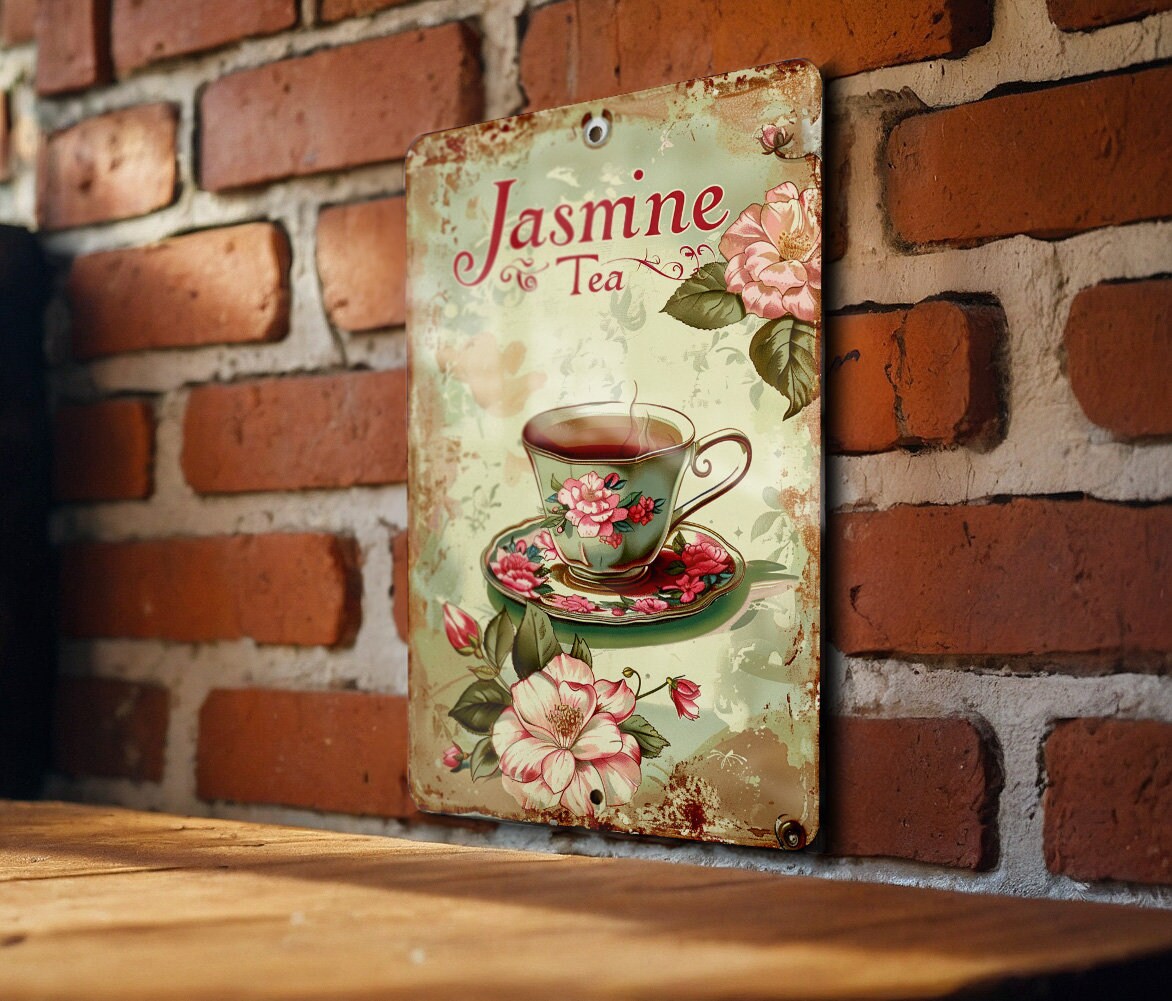 Jasmine Tea Metal Sign, Vintage Style Decor, Funny Wall Art, Tea Lover Gift, Kitchen Decoration — photo 4