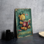 Storytime Vintage Style Aluminum Sign, Children's Storytime, Book and Teddy Bear, Bright Colors, Fun Border, Friendly Font — photo 2