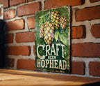 HopHead Vintage Metal Sign - Craft Beer, Beer Hops, Earthy Tones, Craft Frame, Playful Font — photo 2