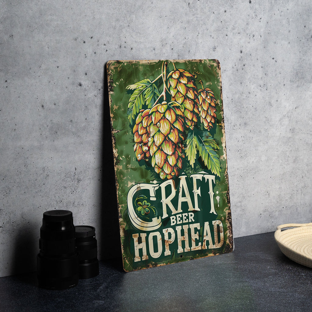 HopHead Vintage Metal Sign - Craft Beer, Beer Hops, Earthy Tones, Craft Frame, Playful Font — photo 4