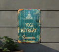 Yoga Retreat Vintage Sign, Yoga Mat Illustration, Calming Tones, Fitness Frame, Bold Font Metal Sign — photo 1