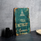 Yoga Retreat Vintage Sign, Yoga Mat Illustration, Calming Tones, Fitness Frame, Bold Font Metal Sign — photo 5