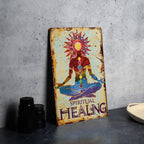 Spiritual Healing Vintage Metal Sign: Chakra Symbols, Soft Pastels, Inspirational Border, Elegant Font — photo 1