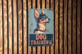 DOG TRAINING Vintage Style Metal Sign, Dog Illustration, Bright Colors, Pet Frame, Bold Font — photo 1
