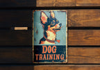 DOG TRAINING Vintage Style Metal Sign, Dog Illustration, Bright Colors, Pet Frame, Bold Font — photo 4