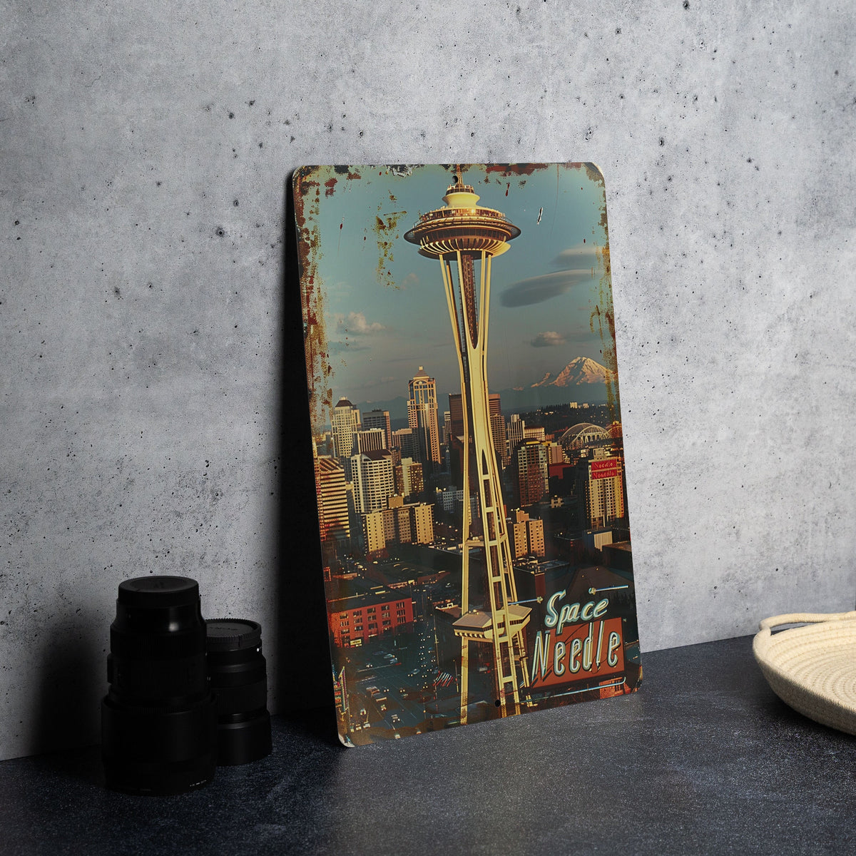 Seattle Space Needle Vintage Metal Sign, Cityscape Decor, Funny Wall Art, Retro Home Accessory, Unique Gift Idea — photo 2