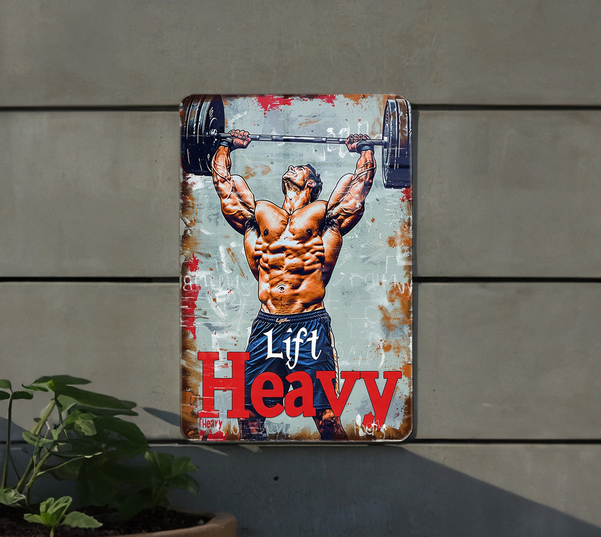 Vintage Style Weightlifting Metal Sign, Lift Heavy Decor, Weightlifter's Gift, Funny Gym Sign, Home Gym Decoration — photo 1