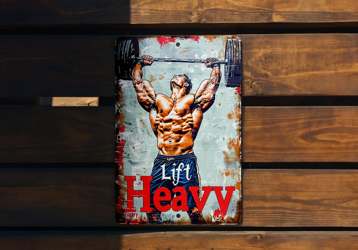 Vintage Style Weightlifting Metal Sign, Lift Heavy Decor, Weightlifter's Gift, Funny Gym Sign, Home Gym Decoration — photo 2