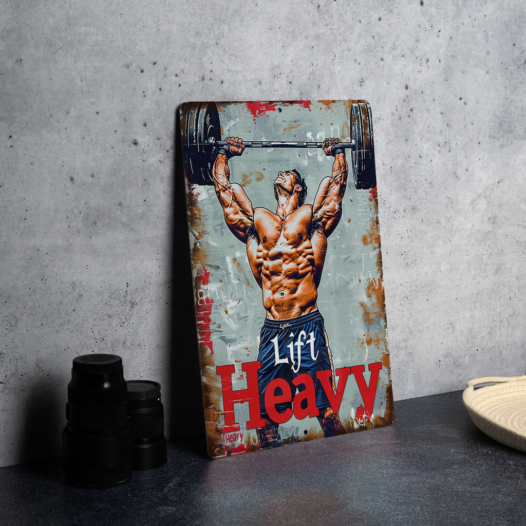 Vintage Style Weightlifting Metal Sign, Lift Heavy Decor, Weightlifter's Gift, Funny Gym Sign, Home Gym Decoration — photo 3