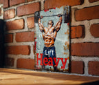 Vintage Style Weightlifting Metal Sign, Lift Heavy Decor, Weightlifter's Gift, Funny Gym Sign, Home Gym Decoration — photo 4