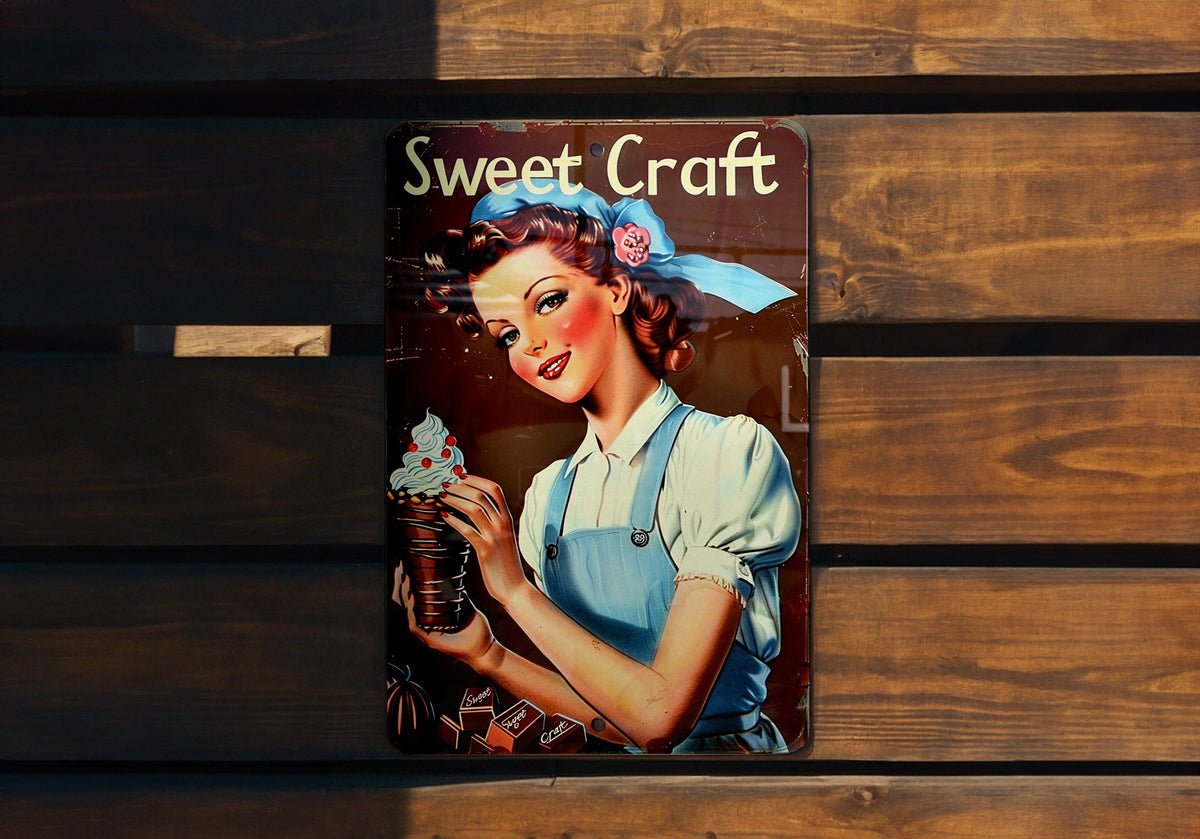 Vintage Aluminum Sign, Chocolatier Sweet Craft, Artisanal Delights, Metal Wall Decor, Craft Sign — photo 2