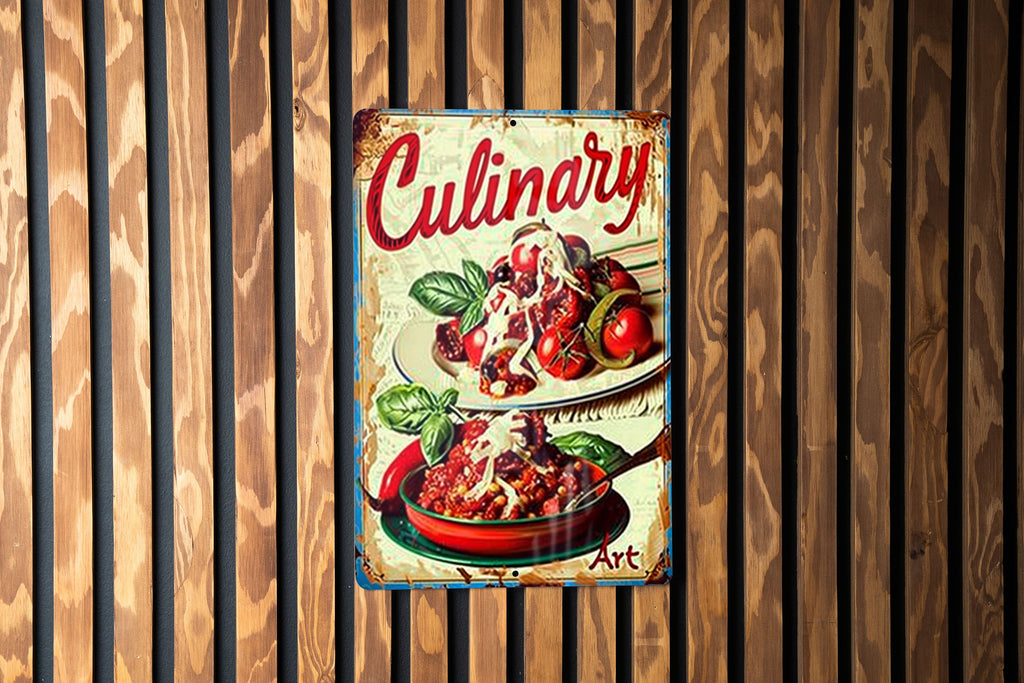 Tuscan Cooking Art Metal Sign, Culinary Art Decor, Italian Flavors, Vintage Kitchen, Gift Idea — photo 1
