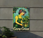 Retro Garden Tin Sign, Funny Metal Sign, Gardening Decor, Grow Green Decor, Vintage Garden Art — photo 1