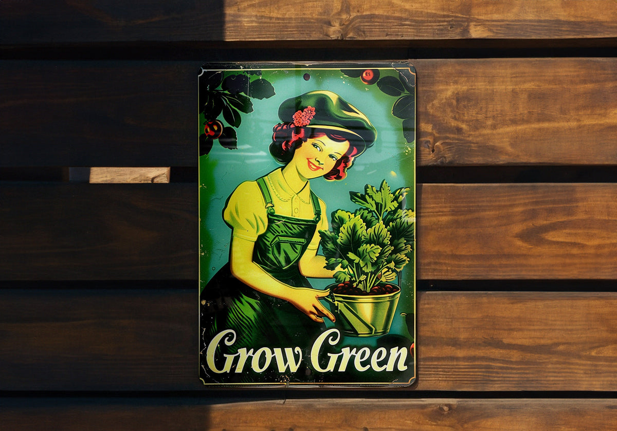 Retro Garden Tin Sign, Funny Metal Sign, Gardening Decor, Grow Green Decor, Vintage Garden Art — photo 4