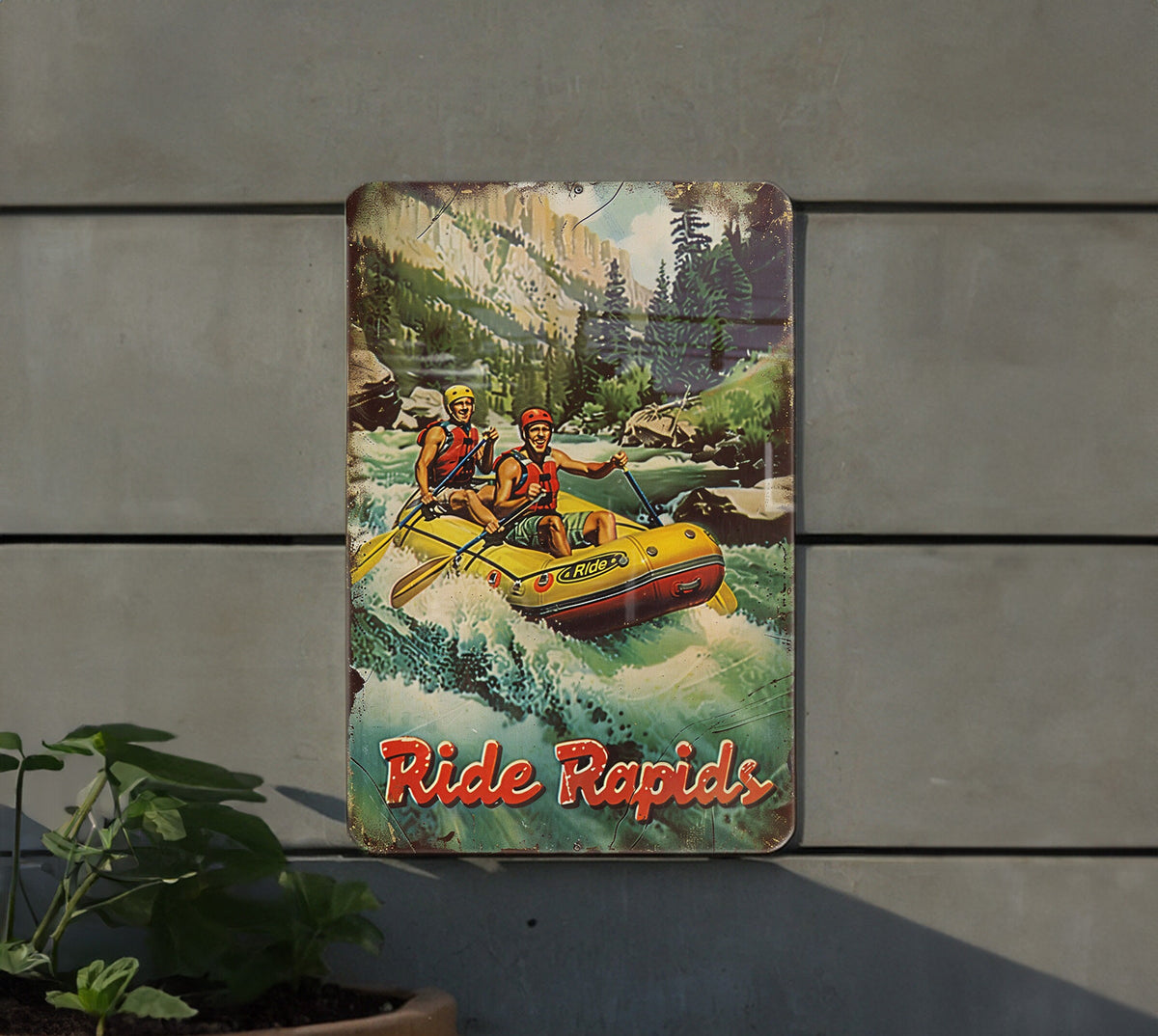 Vintage Tin Sign for Rafting Enthusiasts, Metal Sign, Ride Rapids, Rafting Decor, Wall Art — photo 4