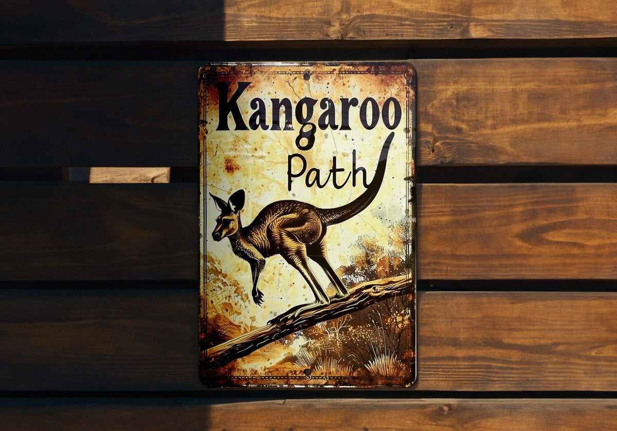 Outback Trail Sign, Kangaroo Path Decor, Australian Adventure, Vintage Metal Sign, Home Wall Art — photo 2