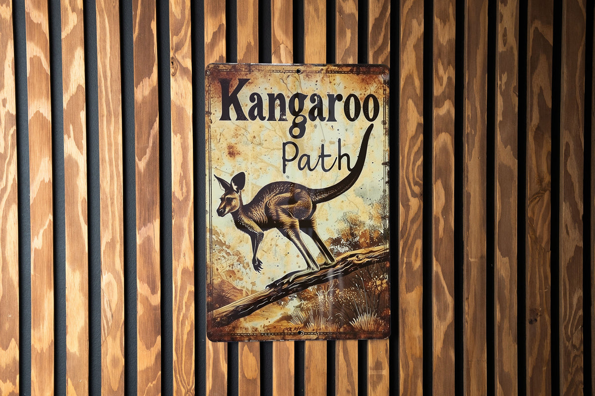 Outback Trail Sign, Kangaroo Path Decor, Australian Adventure, Vintage Metal Sign, Home Wall Art — photo 4