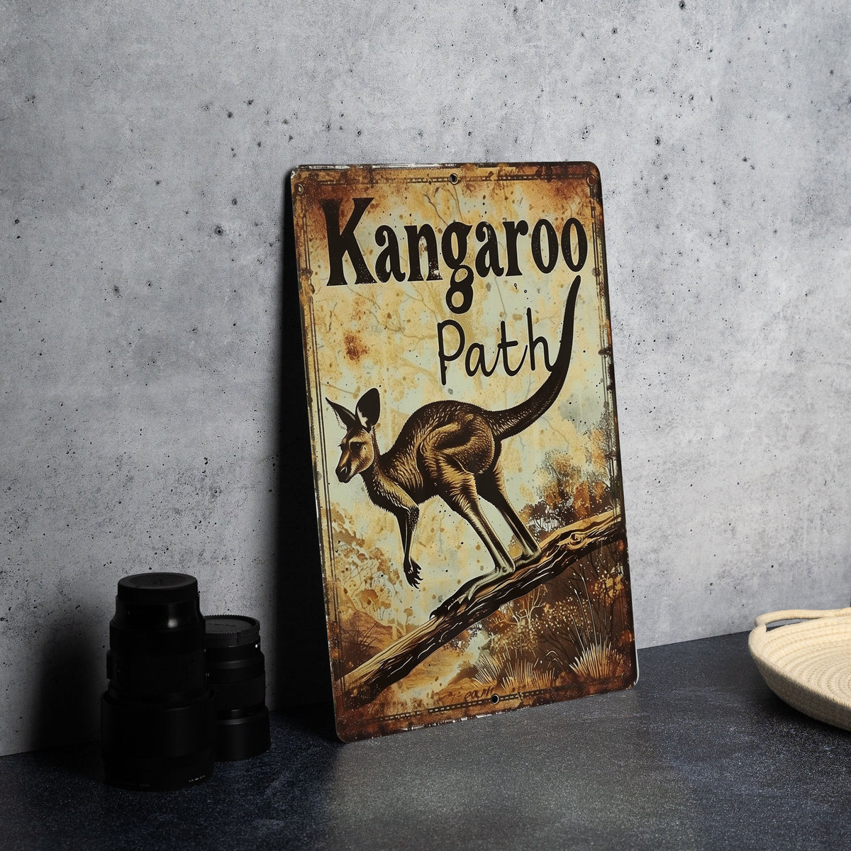 Outback Trail Sign, Kangaroo Path Decor, Australian Adventure, Vintage Metal Sign, Home Wall Art — photo 5