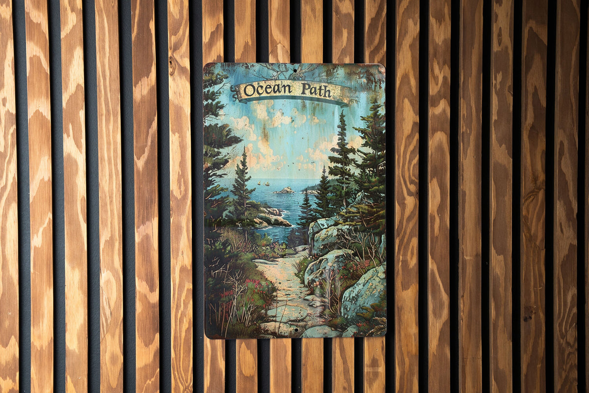 Acadia National Park Sign, Ocean Path Decor, Coastal Beauty Art, Vintage Aluminum Sign, Metal Wall Hanging — photo 3