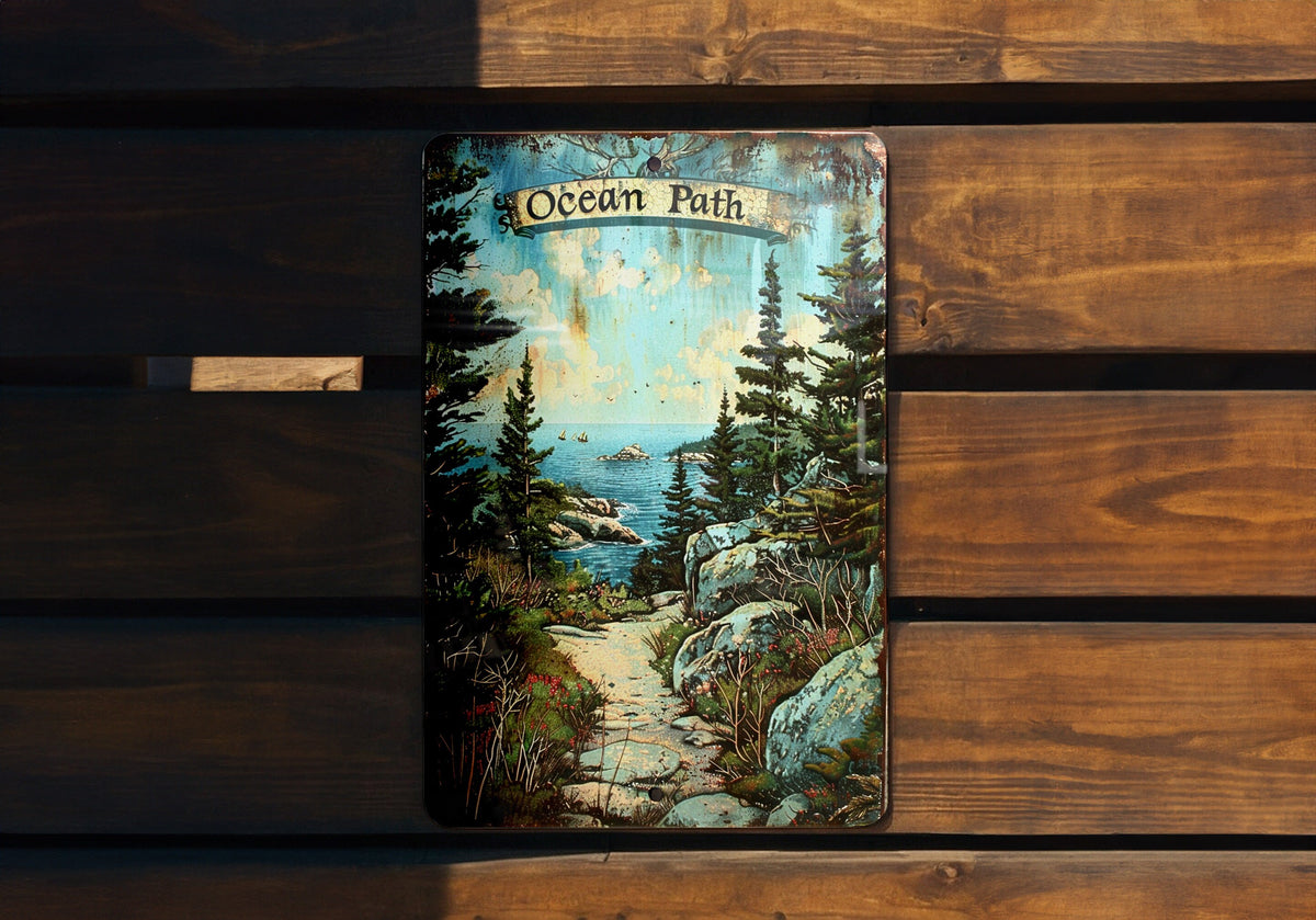 Acadia National Park Sign, Ocean Path Decor, Coastal Beauty Art, Vintage Aluminum Sign, Metal Wall Hanging — photo 4