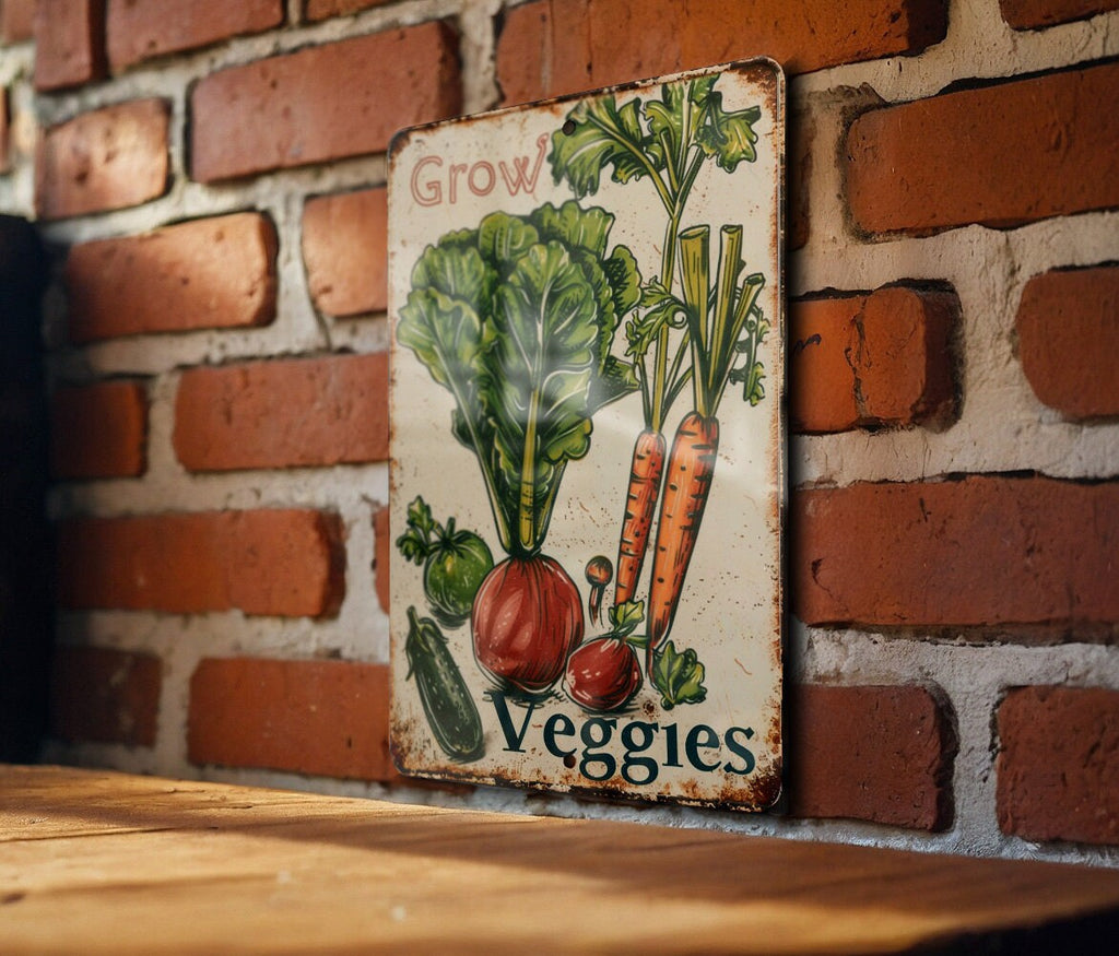 Vintage Vegetable Gardening Metal Sign, Grow Veggies, Gardener's Decor, Rustic Style, Garden Sign — photo 2
