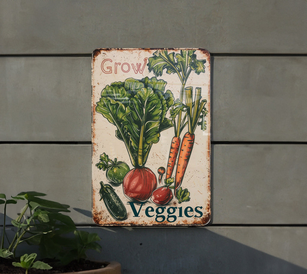 Vintage Vegetable Gardening Metal Sign, Grow Veggies, Gardener's Decor, Rustic Style, Garden Sign — photo 3