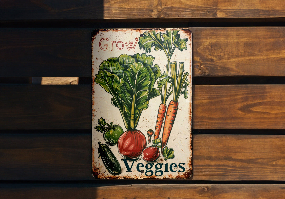 Vintage Vegetable Gardening Metal Sign, Grow Veggies, Gardener's Decor, Rustic Style, Garden Sign — photo 4