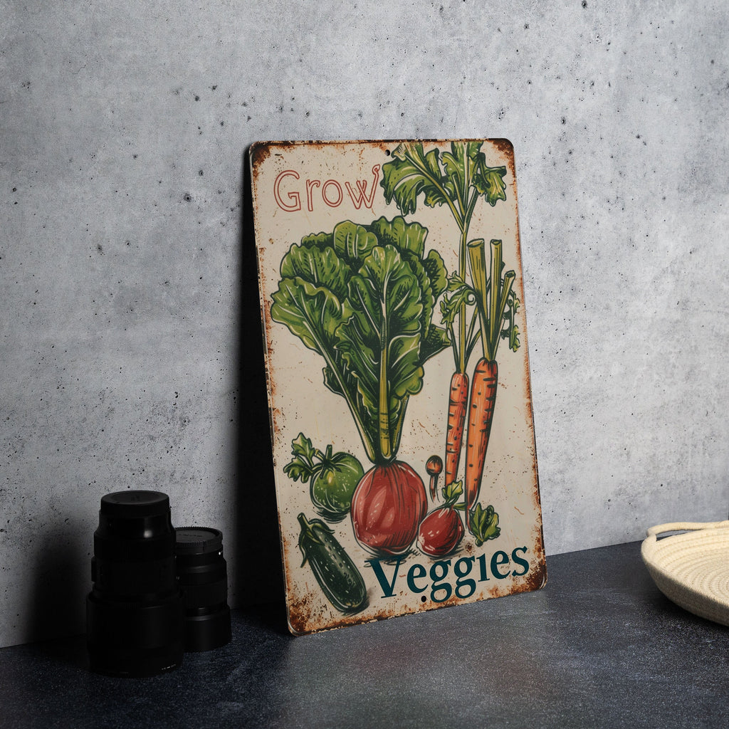 Vintage Vegetable Gardening Metal Sign, Grow Veggies, Gardener's Decor, Rustic Style, Garden Sign — photo 5