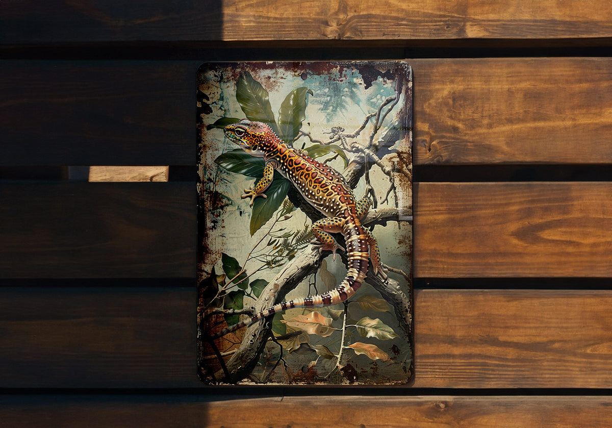 Leopard Gecko Sign, Vintage Metal Sign, Reptile Decor, Wall Art, Unique Gift — photo 2