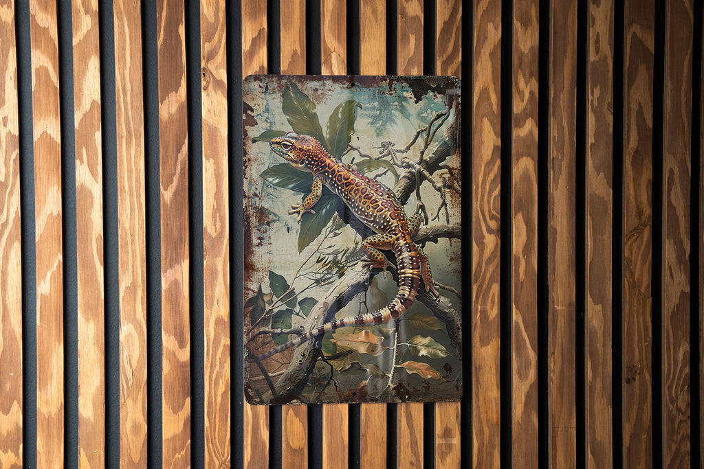 Leopard Gecko Sign, Vintage Metal Sign, Reptile Decor, Wall Art, Unique Gift — photo 3