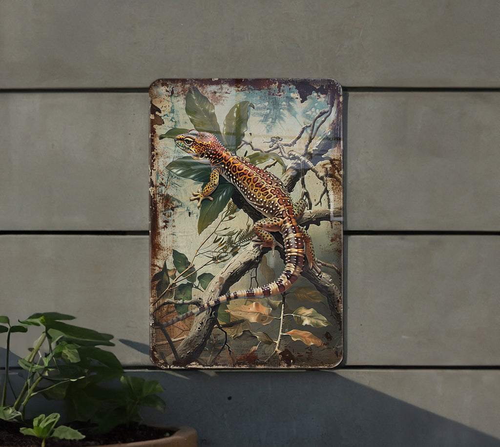 Leopard Gecko Sign, Vintage Metal Sign, Reptile Decor, Wall Art, Unique Gift — photo 4